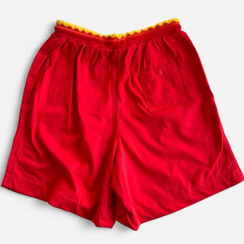 Vintage NWT Victoria Sport Petites Retro Red Pull on Shorts with Zig Zag Waist - Picture 5 of 7